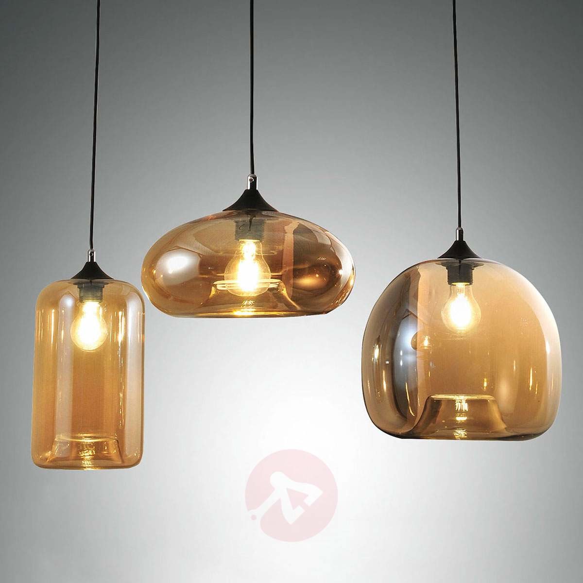 Fabas Luce Elegancka lampa wisząca Fiona, bursztynowa