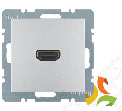 Hager BERKER B.KWADRAT Gniazdo multimedialne HDMI z przyłączem 90° aluminiowy mat lakierowany 3315431404 3315431404/HAG