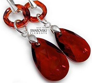 Swarovski piękne długie kolczyki RED GLOSS