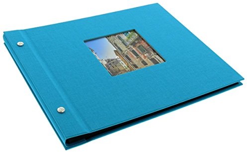 Goldbuch Bella Vista 26973 skręcany album na zdjęcia, lniany, 40 czarnych stron przekładanych pergaminem, 30 x 25 cm, kolor: turkusowy 26 973