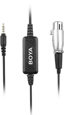 BOYA BOYA BY-BCA6 - Kabel mikrofonowy z wbudowanym przedwzmacniaczem, łączący mikrofon (XLR) ze sprzętem z wejściem 3.5mm TRRS.