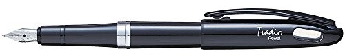 Pentel sprężyny C Tradio fountain Pen Black and White Edition trf94 a z wysokiej jakości Iridium obudowa, czarny M TRF94-AXX