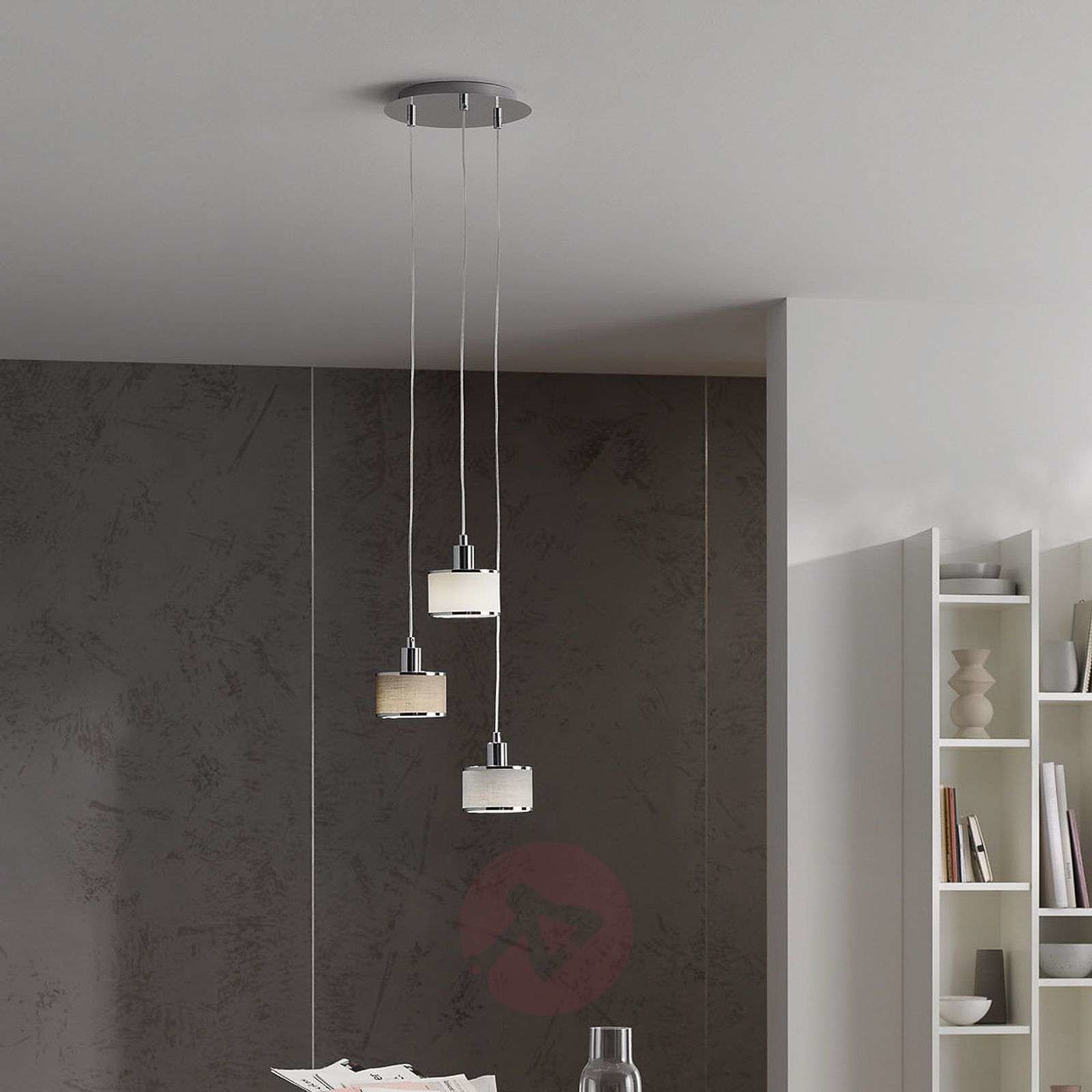 Wofi Lampa wisząca Chiara 3-pkt. chromowa/biała/brązowa
