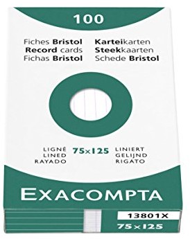 Unbekannt Etui de 100 fiches Bristol  Blanc ligne NON perfore 75 X 125 mm 13801X