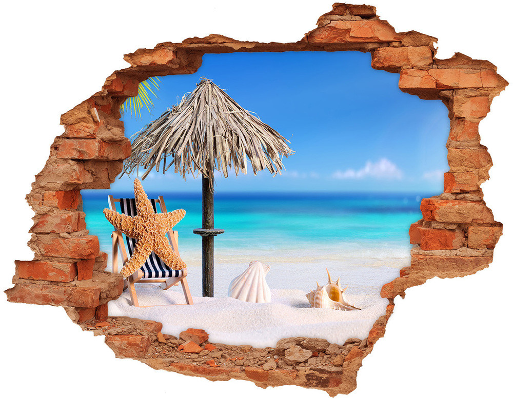 Wallmuralia.pl Dziura 3d w ścianie na ścianę Wakacje na plaży