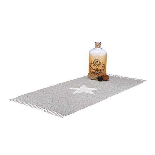 Relaxdays dywanik z motywem gwiazdy ze 100% bawełna, z frędzlami, fleckerl dywan 10020460_111