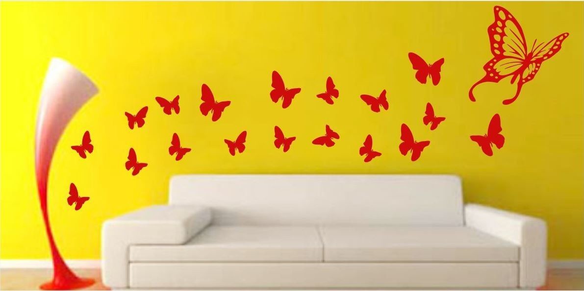 Naklejka zestaw duży motyl i motylki AM003