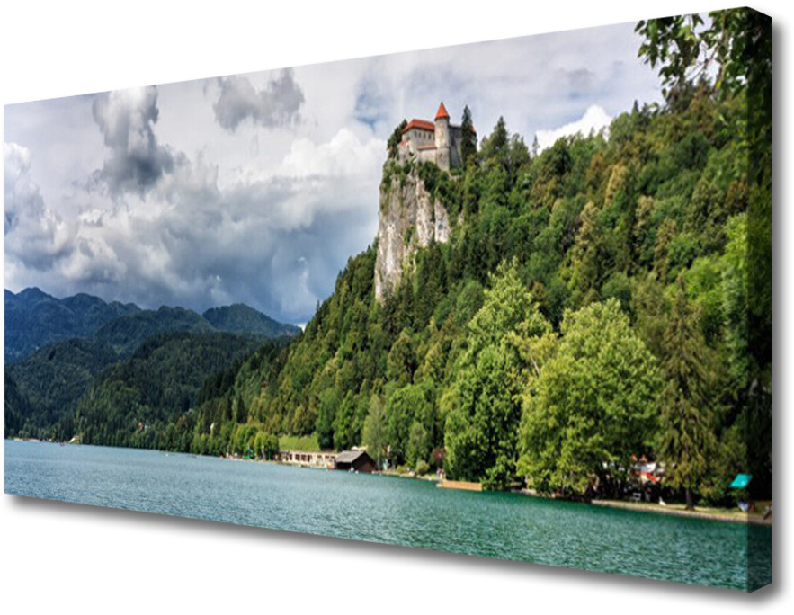 PL Tulup Obraz Canvas Zamek w Górach Las Krajobraz 100x50cm