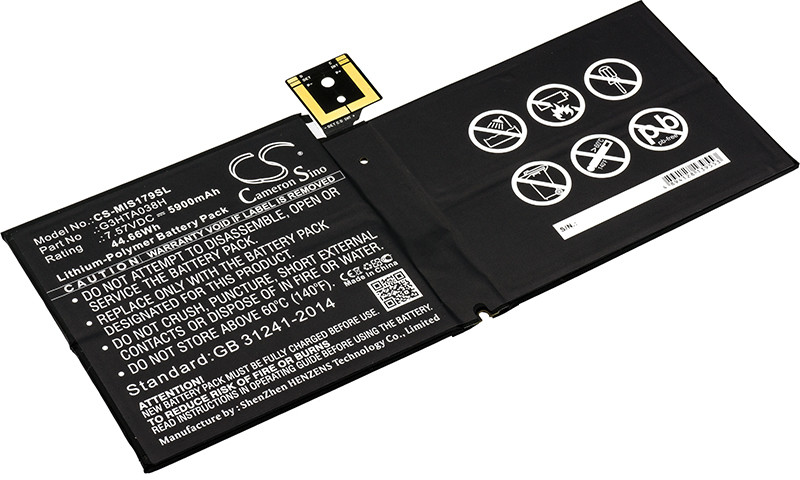 Cameron Sino Microsoft Surface Pro 5 DYNM02 5900mAh 44.66Wh Li-Polymer 7.57V Cameron Sino) CS-MIS179SL