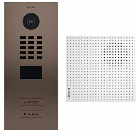 DoorBird Kit d2102bv + a1061 W  portier vidéo IP 2 sonnettes d2102bv Bronze + Fort carillon