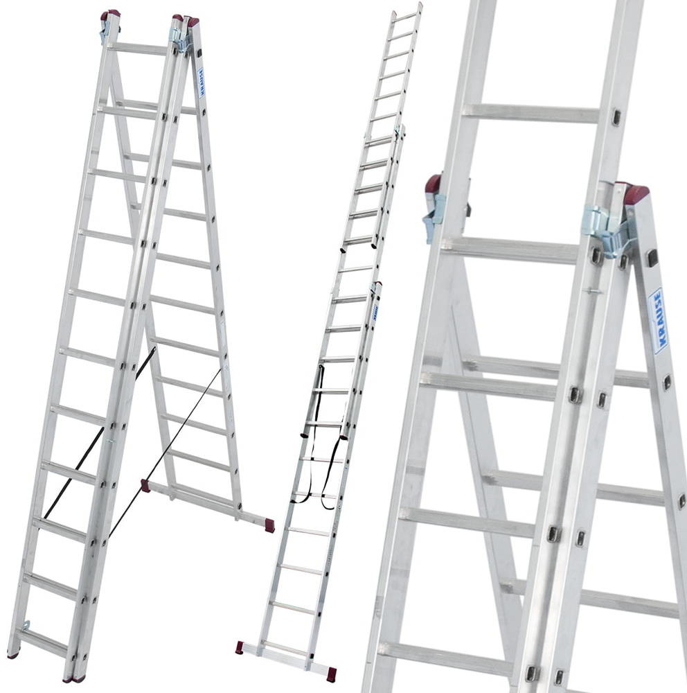 Krause 996 Drabina aluminiowa 3x11 CORDA wysokość robocza 7,25m) 99677129 77129-uniw