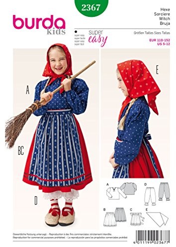 Burda burda 2367 karnawał wykrój kostium karnawał Wiedźma (Kids, rozmiar 110  152) Level 1 Super Easy B2367