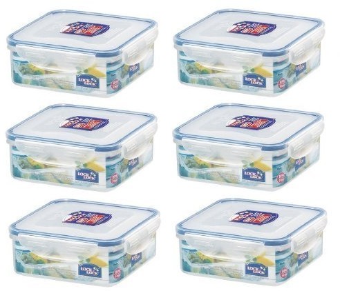 LOCK & LOCK Lock & Lock hpl823 pojemnik do przechowywania żywności, kwadratowa, 870 ML, 6 sztuka