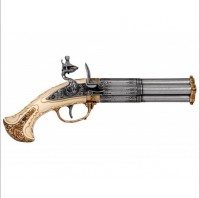 Denix (1310)  PISTOLET SKAŁKOWY CZTERY LUFY FRANCJA 1310