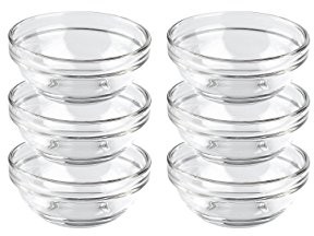 MÄSER Zestaw 6 misek Luminarc Serie Empilable, możliwość wkładania jedna w drugą, ponadczasowe wzornictwo, 6 cm, przezroczysty, 10.5 cm 925944