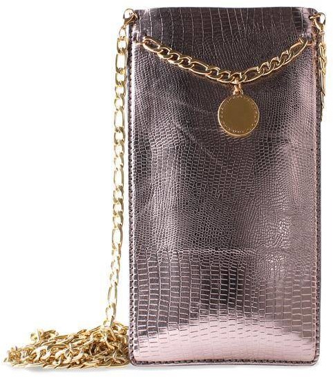 PURO GLAM Chain - Etui uniwersalne do smartfonów z 2 kieszeniami na karty w/gold chain XL (brązowy) b2btrade-6187-0