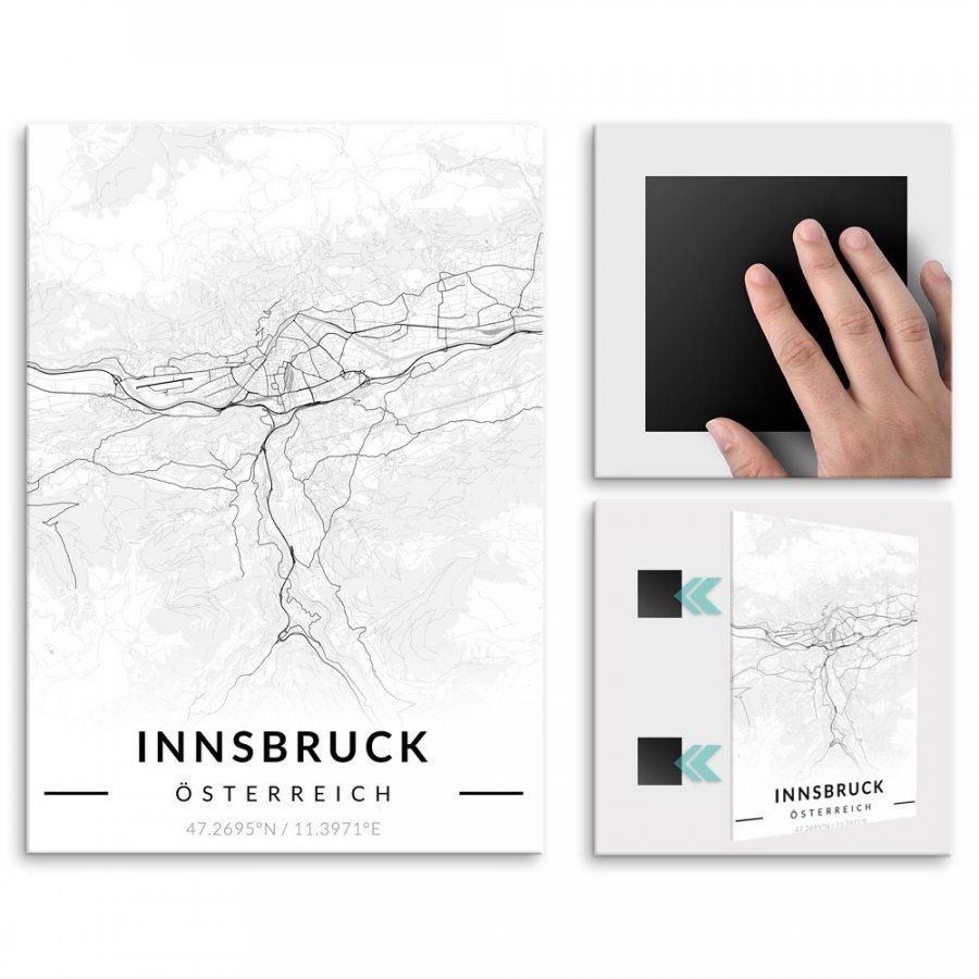 Pix4home Plakat metalowy Mapa B&W Innsbruck M POS-M-03131