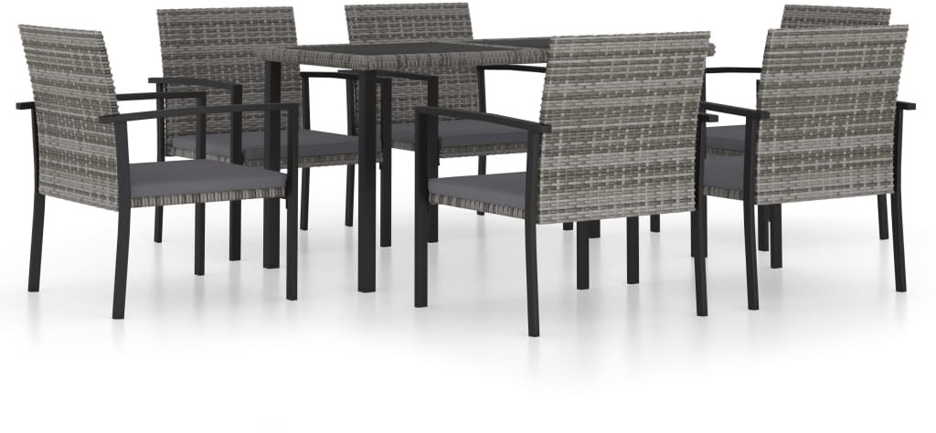 vidaXL 7-częściowy zestaw mebli ogrodowych, polirattan, szary