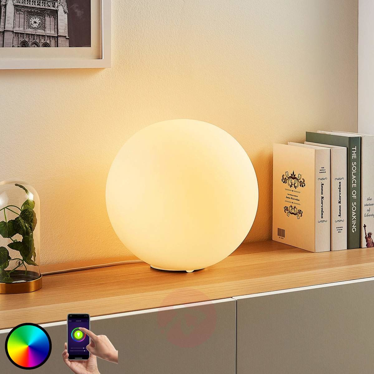 Lampenwelt.com Lampa stołowa LED RGB Rhona, z aplikacją