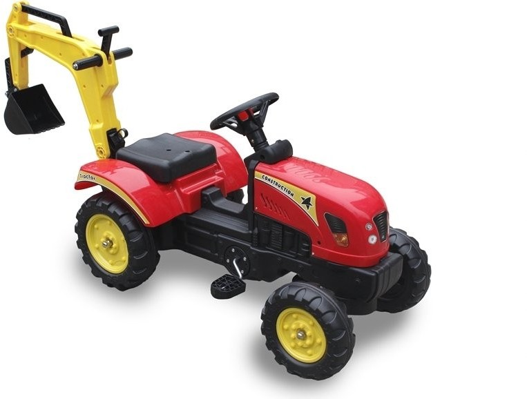 Import LEANToys Traktor z Łyżką czerwony Pedały 5229