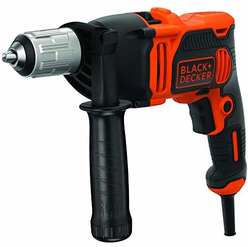 Black&Decker 850W 1-Gang Schlagbohrmaschine (Schlagbohrer, 13mm Schnellspannbohrfutter, konstanter Rechts-/Linkslauf, Griffgummierung, Zweihandgriff, inkl. 3x HSS Bohrer, 3x Steinbohrer) BEH850
