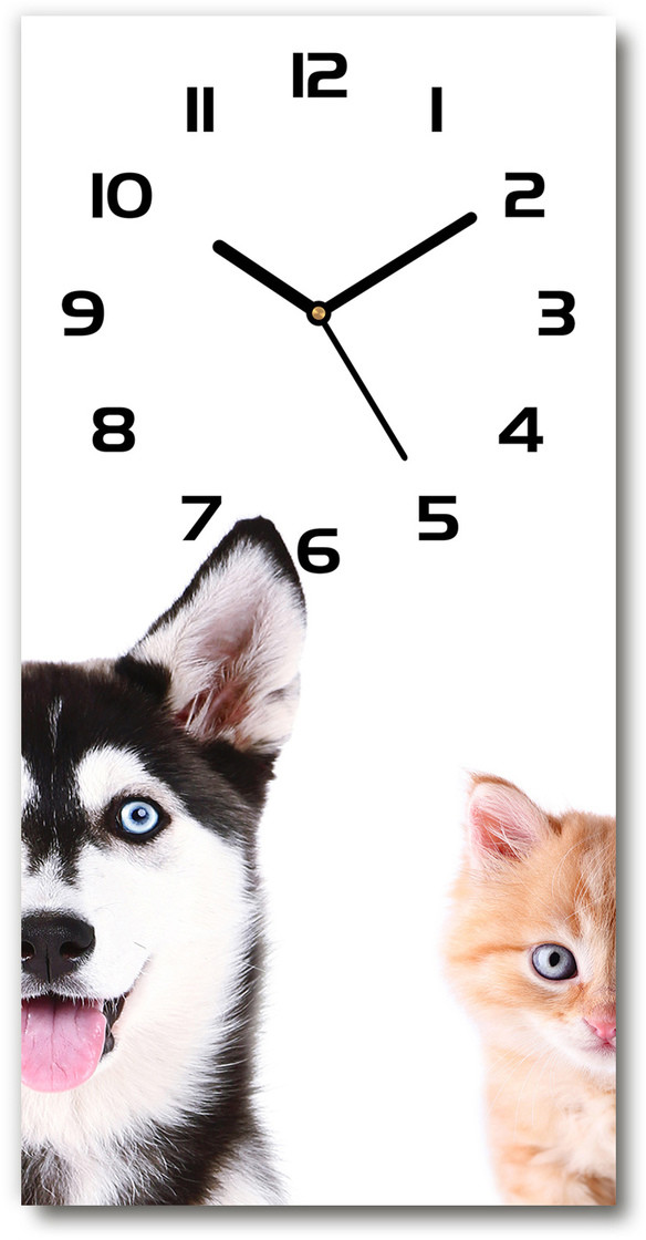 Nowoczesny zegar ścienny Pies i kot