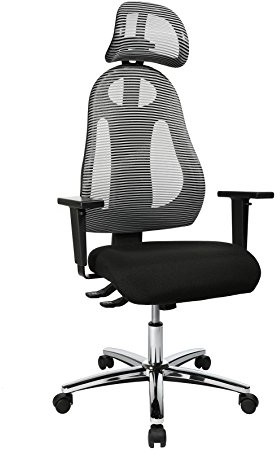 Topstar Free Rodzaj chrom wraz z podłokietnikami o regulowanej wysokości i zagłówek obrotowe krzesło biurowe, materiał, czarna 61 x 65 x 143 cm FR19LG208X