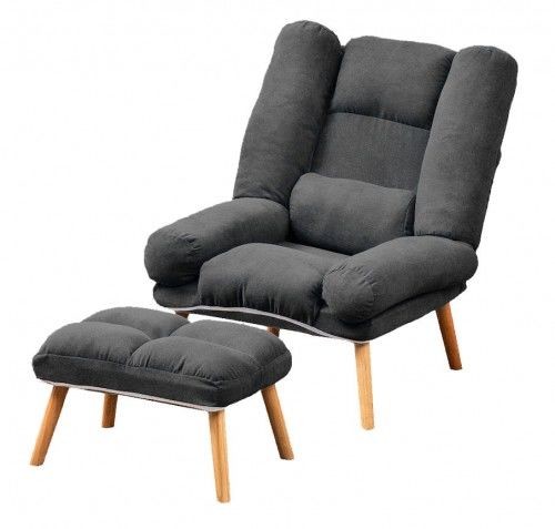 Zdjęcia - Sofa Presto Fotel Uszak Skandynawski  DARK GRAY rozkładany podnóżkiem 