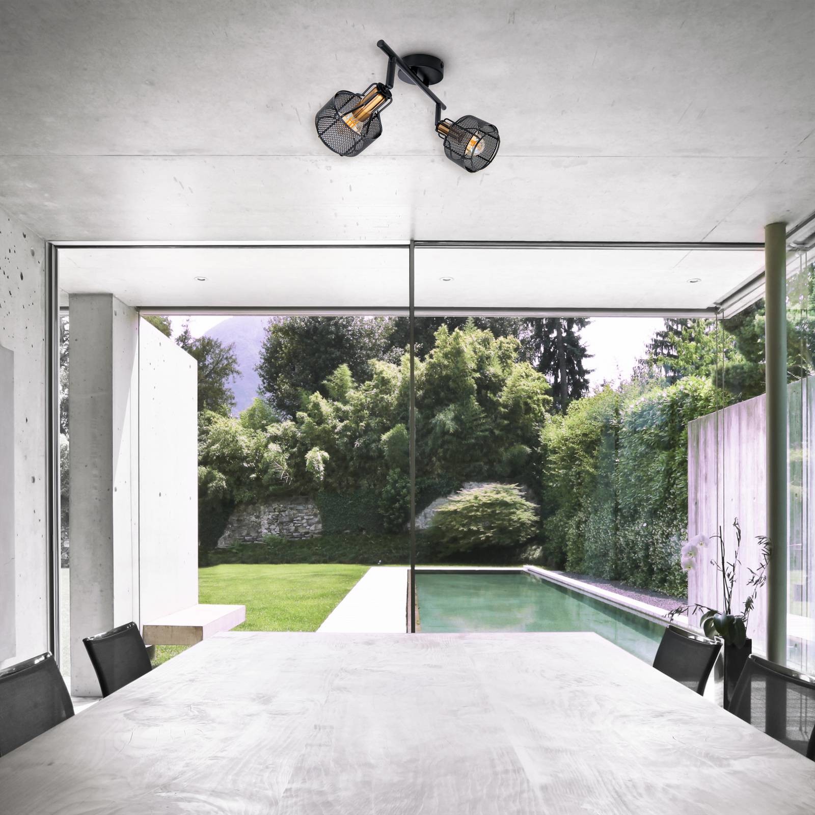 Näve Lampa sufitowa Foro, 2-punktowa, czarna/złota