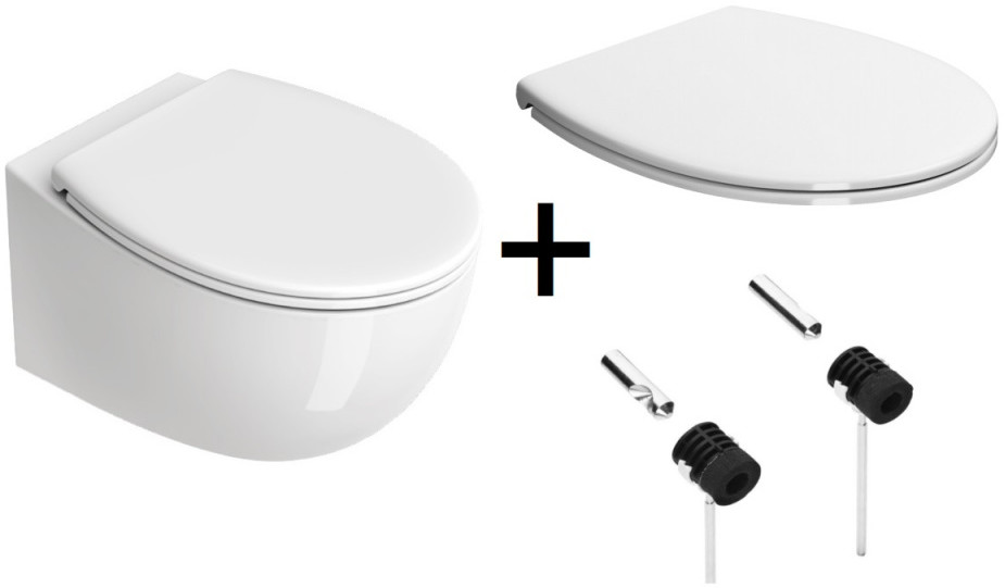 Catalano Italy Zestaw Toaleta WC 52x37 cm bez kołnierza + deska wolnoopadająca + mocowania biały 1VS52RIT00+5NLV5STF00+5KFST00
