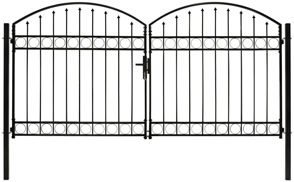 Brama ogrodzeniowa, podwójna, zaokrąglona, stal, 300x150 cm