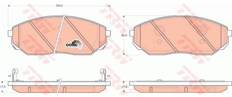 TRW Zestaw klocków hamulcowych, hamulce tarczowe GDB3343