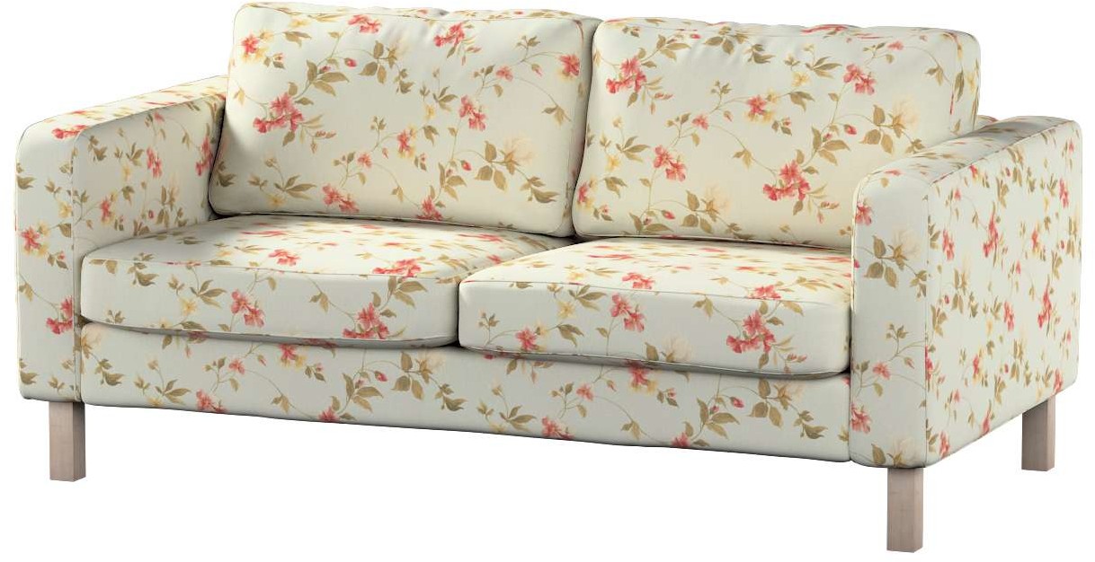 Dekoria pl pl Pokrowiec na sofę Karlstad 2-osobową nierozkładaną krótki kwiatki na jasno-błękitnym tle 165 x 89 x 64 cm Londres 617-143-89
