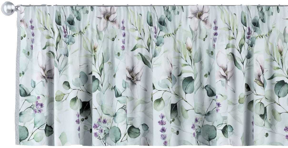 Dekoria pl pl Lambrekin na taśmie marszczącej magnolie na miętowym tle 260 × 40 cm Flowers 396-143-66