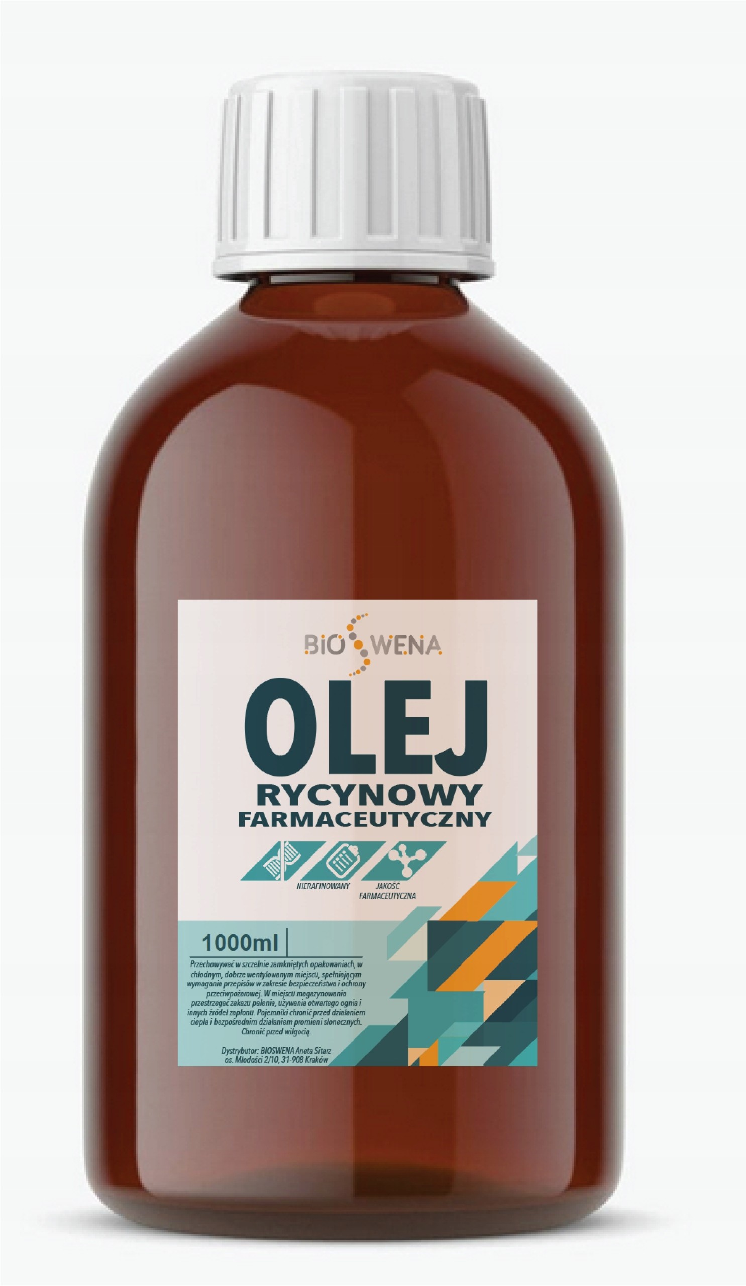 Olej rycynowy 1l farmaceutyczny Nierafinowany