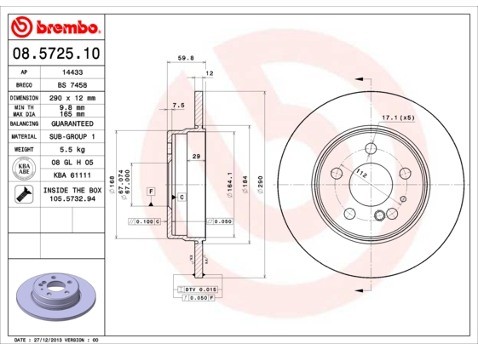 BREMBO Tarcza hamulcowa 08.5725.10