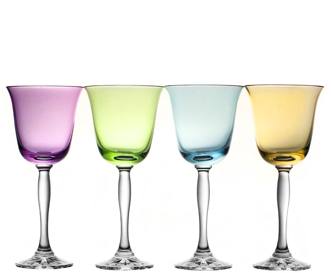 Crystaljulia Kieliszki kolorowe do wina 4 sztuki Fluo 10261) 10261