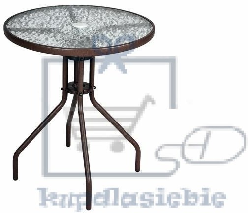 Garthen Stół ogrodowy ze szklaną płytą okrągły Bistro