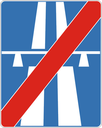 Znak drogowy informacyjny D-10 Koniec autostrady