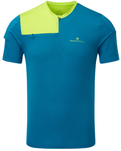 RONHILL RONHILL Koszulka biegowa męska TECH ULTRA 1/2 ZIP TEE niebiesko-żółta