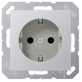 Jung JUNG gniazdo wtykowe z zestykiem ochronnym 16 A 250 V z serii A z aluminium, 1 sztuki, a 1520 AL A 1520 AL