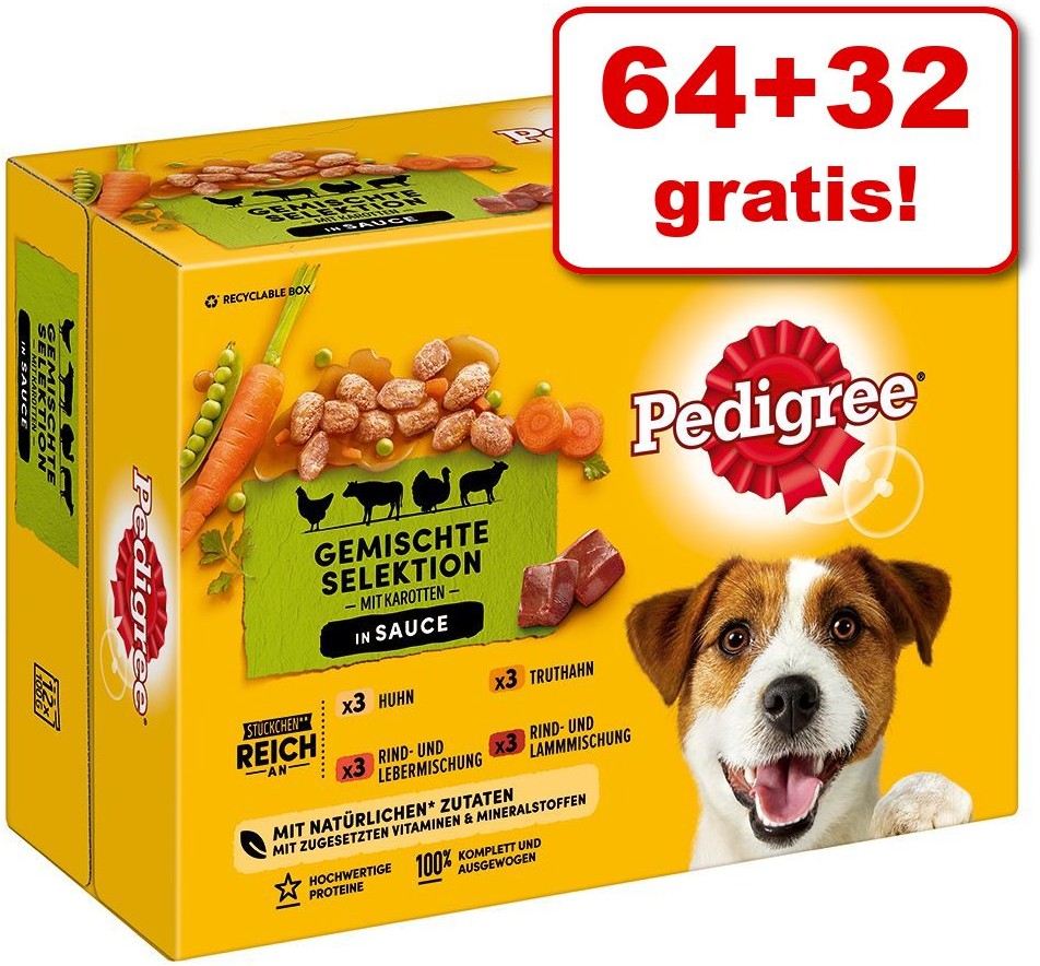 Pedigree 64 + 32 gratis! Saszetki 96 x 100 g Drób w sosie