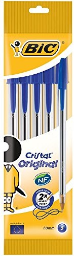 BIC Cristal Ball Point Pen, środkowa, niebieski 5 szt. 802052