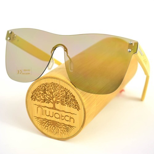 Niwatch Drewniane okulary przeciwsłoneczne Niwatch Pavo Silver Mirror ni323M-3