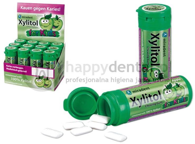 Miradent MIRADENT Xylitol Chewing Gum FOR KIDS 30sztuk - guma do żucia dla dzieci z ksylitolem przeciw próchnicy (smak: JABŁKO - APPLE)