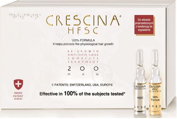 LABO COSPROPROPHAR Crescina Hfsc 100% Complete Treatment i Anti-Hair Loss 200 początkowa faza przerzedzenia włosów dla mężczyzn x 10+10 amp produkt dostępny na zamówienie czas oczekiwania 3-5 dni roboczych | DARMOW