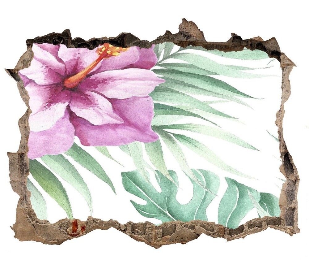 Wallmuralia.pl Naklejka 3D dziura na ścianę Hawajskie kwiaty