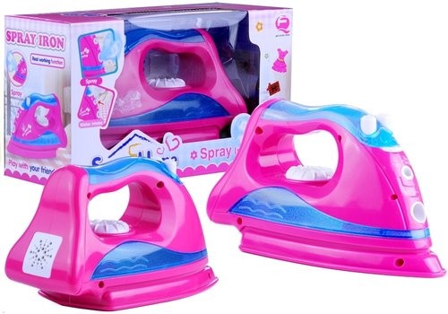 Lean Toys Różowe żelazko świeci gra para wodna małe AGD