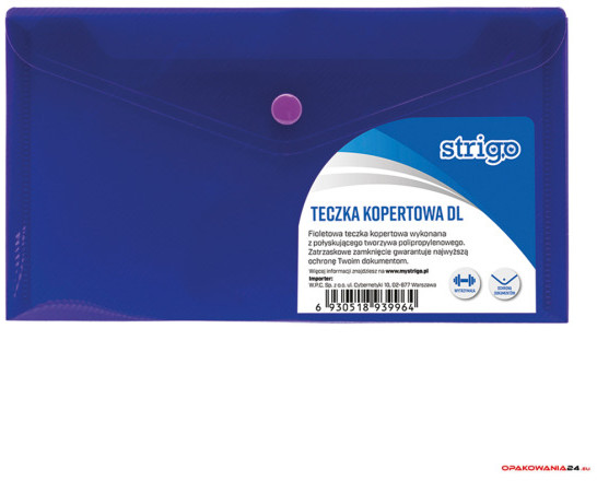 Teczka kopertowa PP DL pozioma fioletowa STRIGO SF015 STRIGO