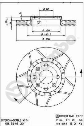 BREMBO Tarcza hamulcowa 09.5148.76